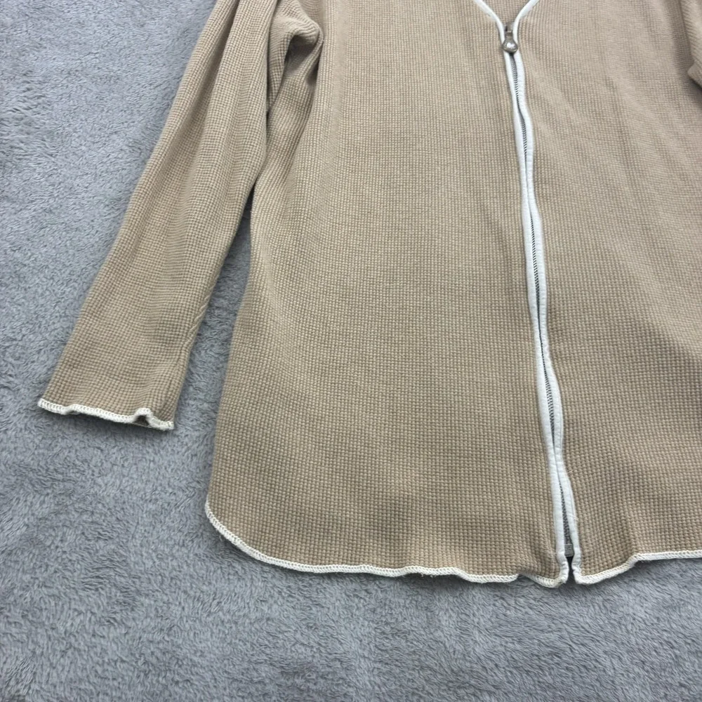VTG Fitigues Waffle‎ Knit Zip Up Sweater Jacket Womens S Beige Comfy Loungewear - Picture 4 of 14